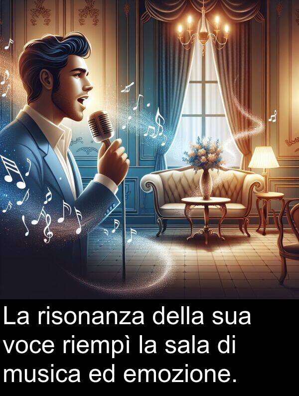 risonanza: La risonanza della sua voce riempì la sala di musica ed emozione.