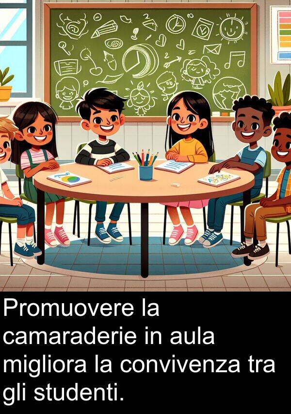 migliora: Promuovere la camaraderie in aula migliora la convivenza tra gli studenti.