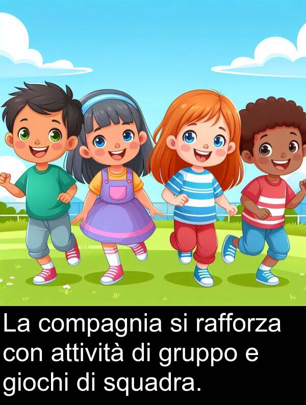compagnia: La compagnia si rafforza con attività di gruppo e giochi di squadra.