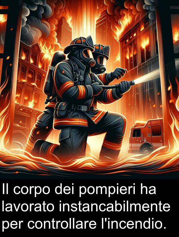 pompieri: Il corpo dei pompieri ha lavorato instancabilmente per controllare l'incendio.