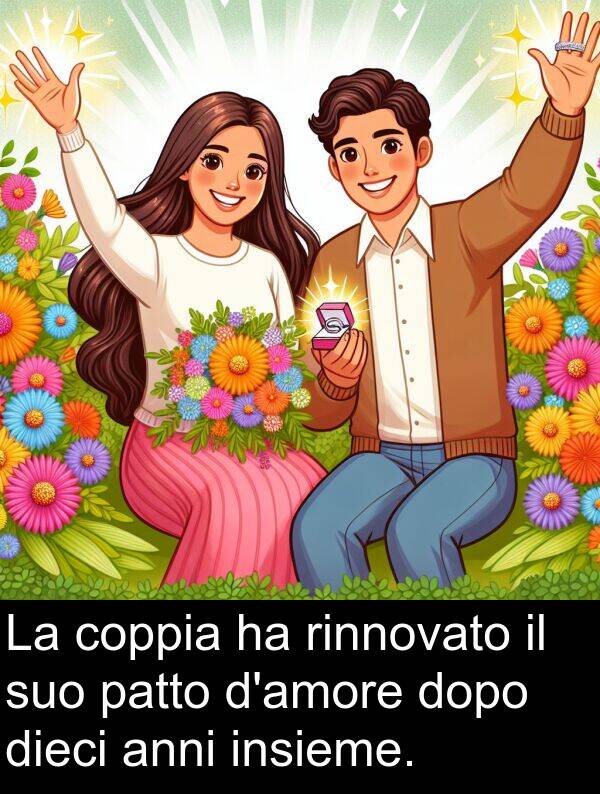 patto: La coppia ha rinnovato il suo patto d'amore dopo dieci anni insieme.