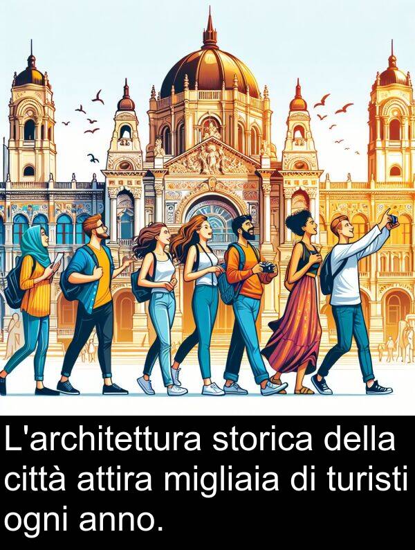 ogni: L'architettura storica della città attira migliaia di turisti ogni anno.