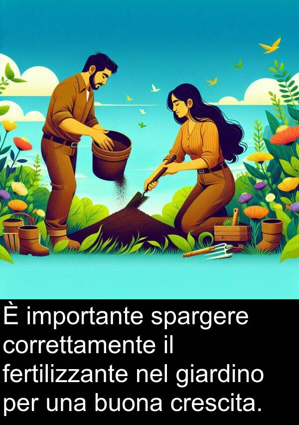 spargere: È importante spargere correttamente il fertilizzante nel giardino per una buona crescita.