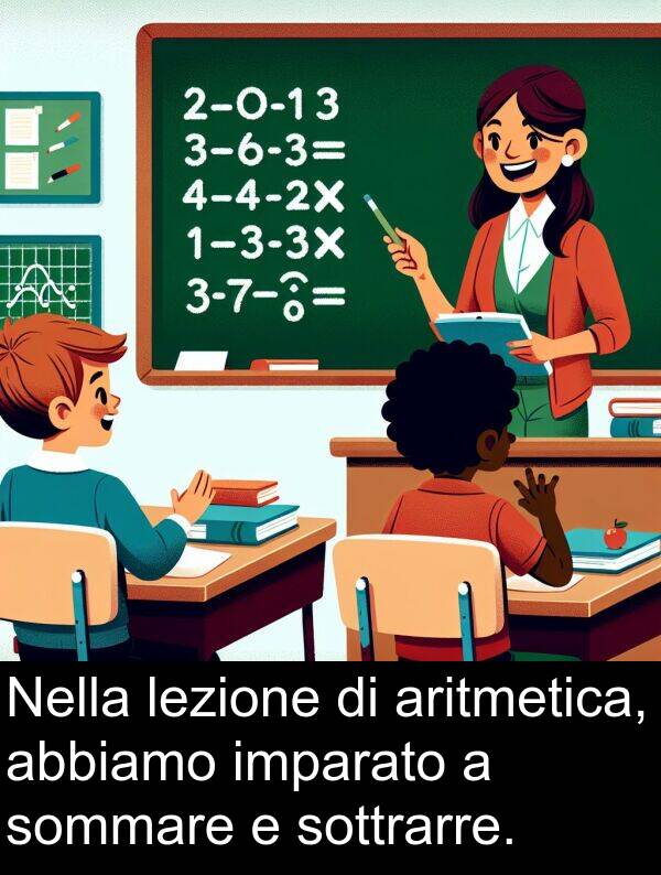 abbiamo: Nella lezione di aritmetica, abbiamo imparato a sommare e sottrarre.