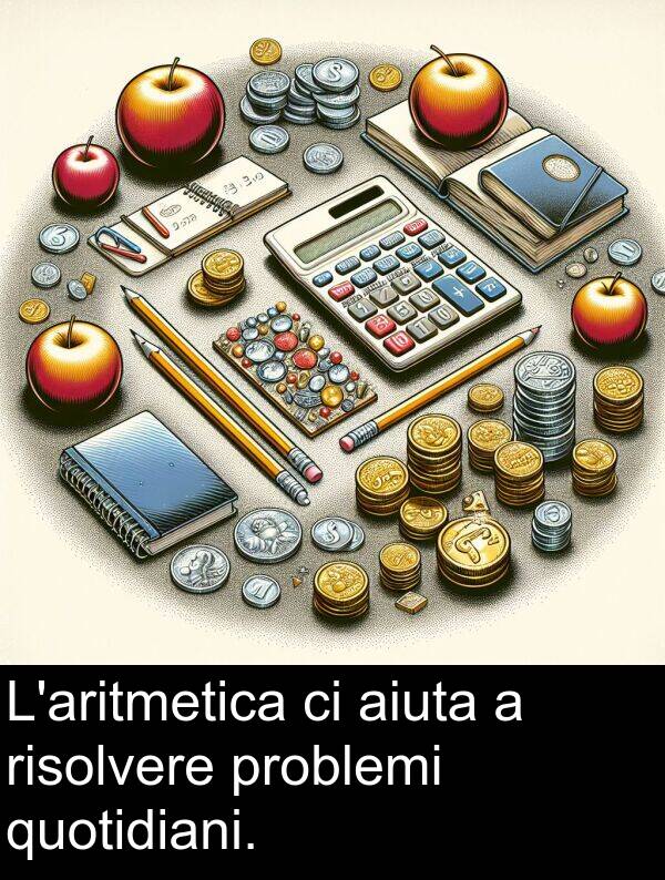 problemi: L'aritmetica ci aiuta a risolvere problemi quotidiani.