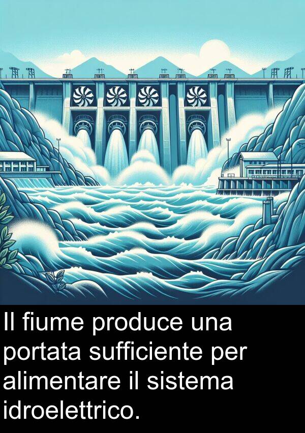 produce: Il fiume produce una portata sufficiente per alimentare il sistema idroelettrico.