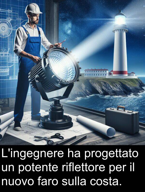 costa: L'ingegnere ha progettato un potente riflettore per il nuovo faro sulla costa.