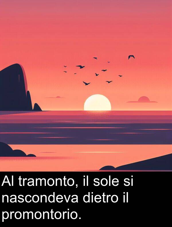 sole: Al tramonto, il sole si nascondeva dietro il promontorio.