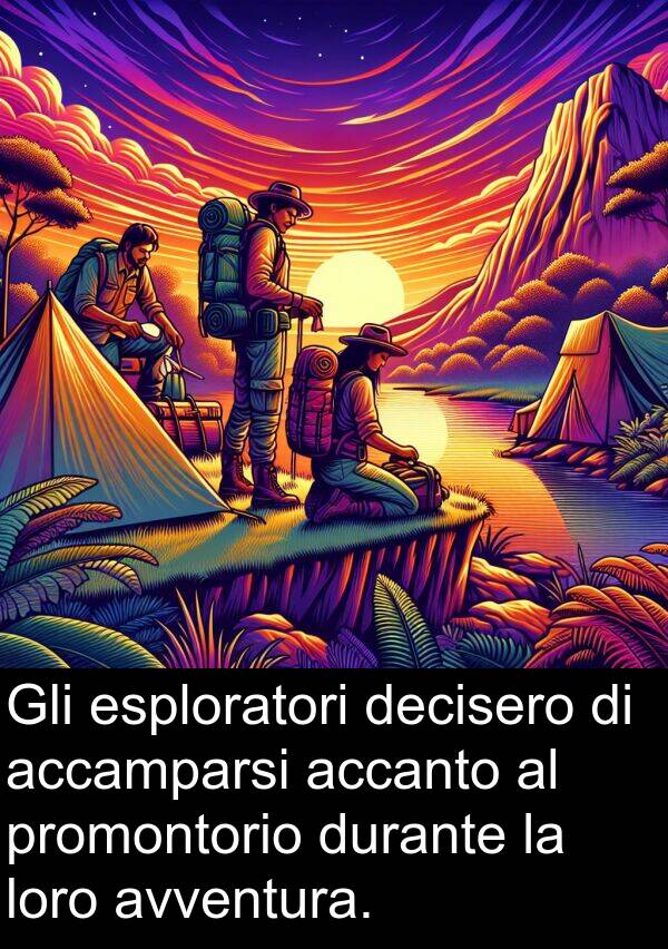 esploratori: Gli esploratori decisero di accamparsi accanto al promontorio durante la loro avventura.
