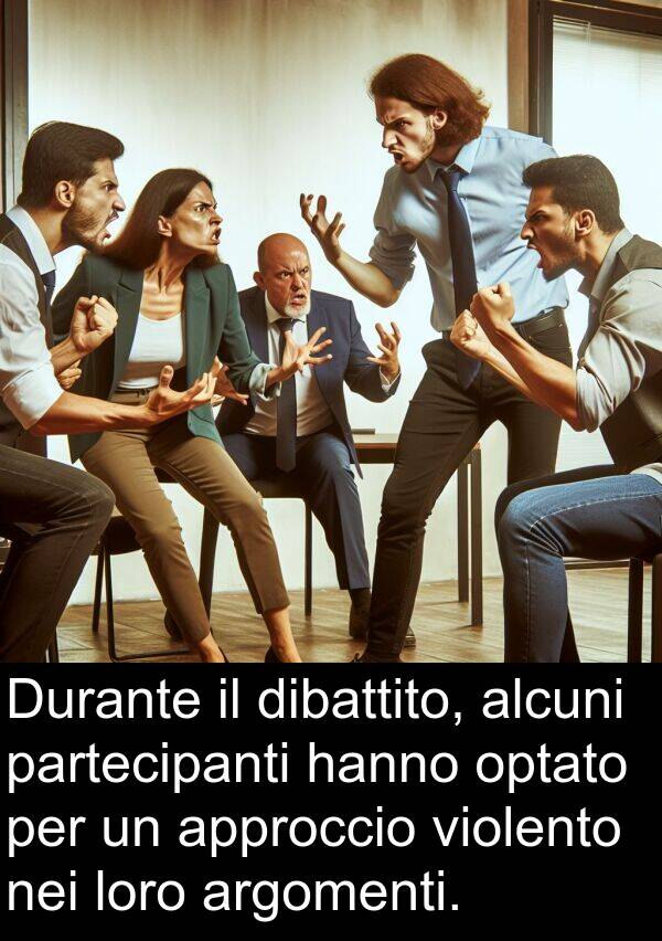 partecipanti: Durante il dibattito, alcuni partecipanti hanno optato per un approccio violento nei loro argomenti.