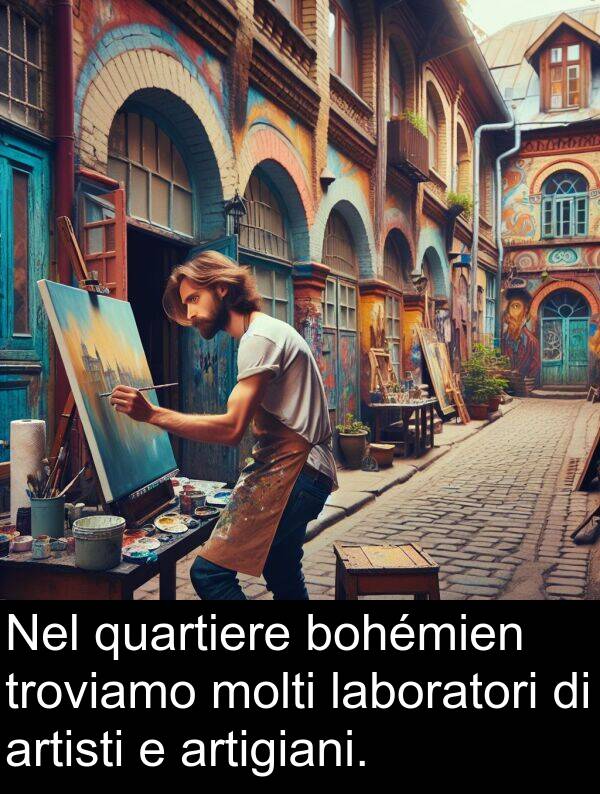 laboratori: Nel quartiere bohémien troviamo molti laboratori di artisti e artigiani.