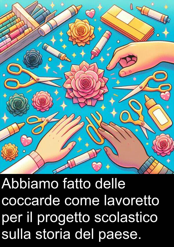 lavoretto: Abbiamo fatto delle coccarde come lavoretto per il progetto scolastico sulla storia del paese.