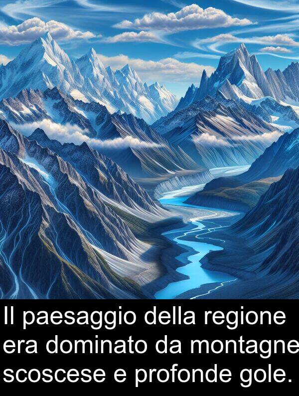 montagne: Il paesaggio della regione era dominato da montagne scoscese e profonde gole.