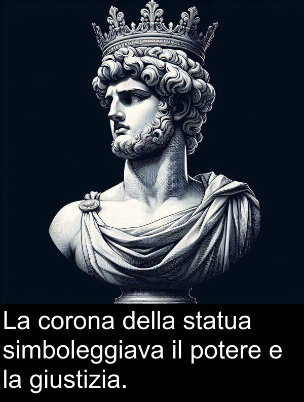 simboleggiava: La corona della statua simboleggiava il potere e la giustizia.