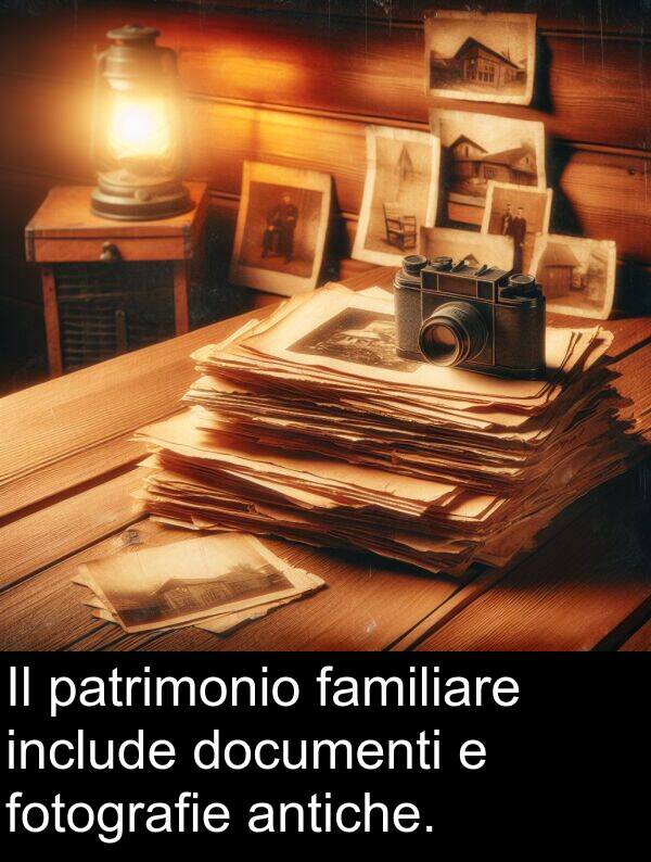 patrimonio: Il patrimonio familiare include documenti e fotografie antiche.