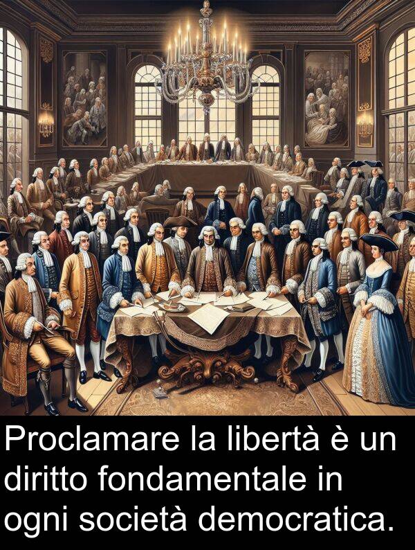 ogni: Proclamare la libertà è un diritto fondamentale in ogni società democratica.