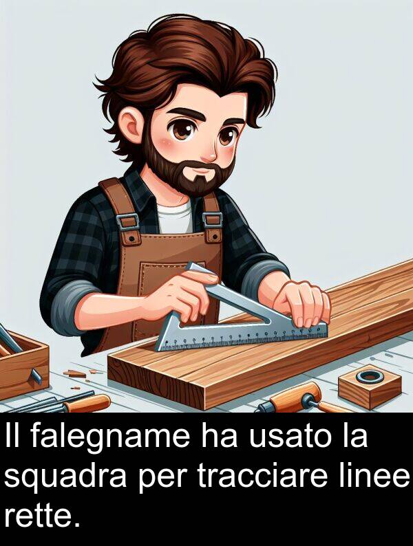 falegname: Il falegname ha usato la squadra per tracciare linee rette.