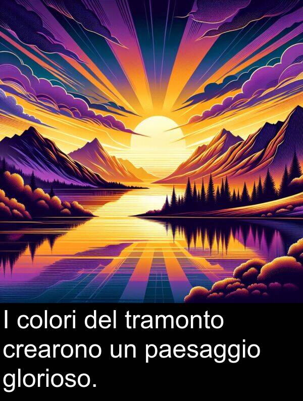colori: I colori del tramonto crearono un paesaggio glorioso.