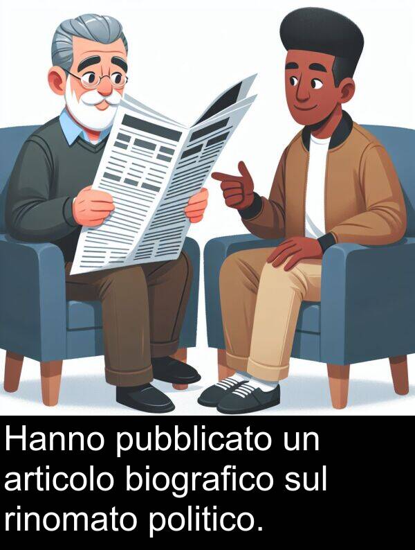 biografico: Hanno pubblicato un articolo biografico sul rinomato politico.