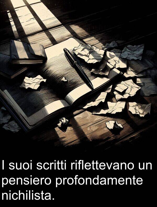 nichilista: I suoi scritti riflettevano un pensiero profondamente nichilista.