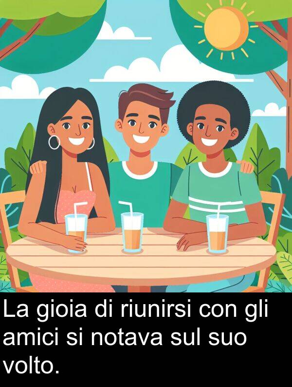 sul: La gioia di riunirsi con gli amici si notava sul suo volto.