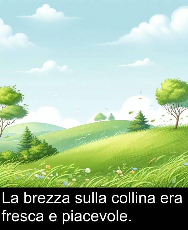sulla: La brezza sulla collina era fresca e piacevole.
