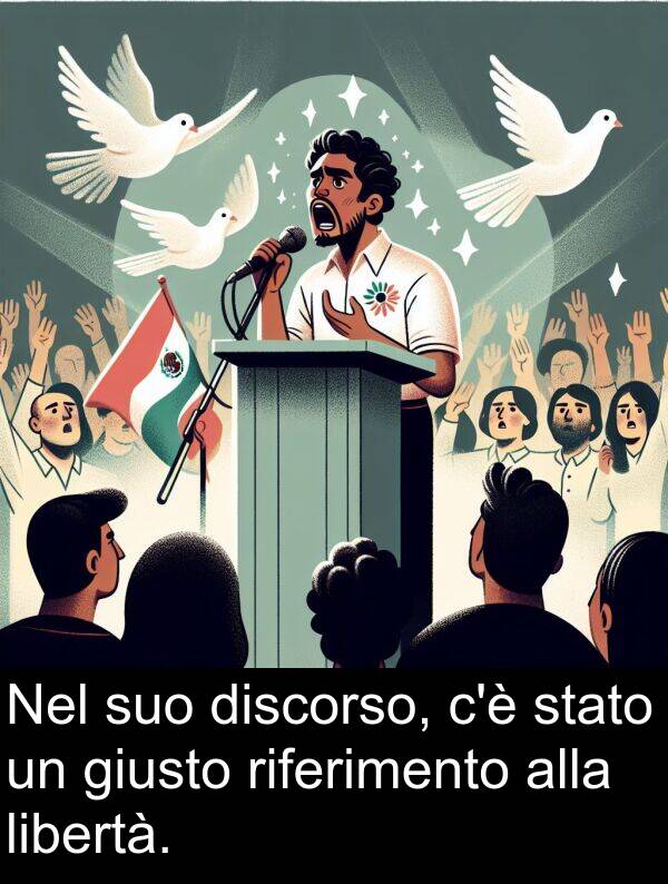 stato: Nel suo discorso, c'è stato un giusto riferimento alla libertà.