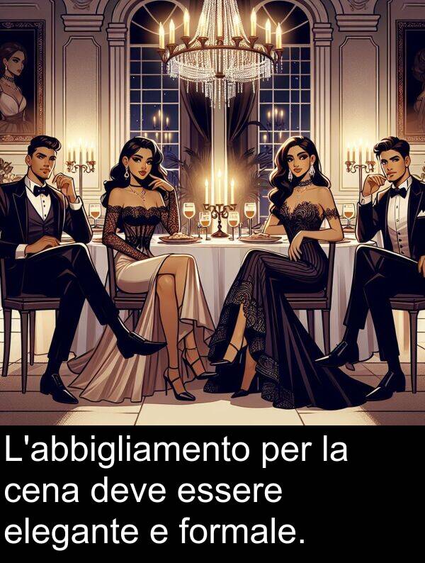 cena: L'abbigliamento per la cena deve essere elegante e formale.