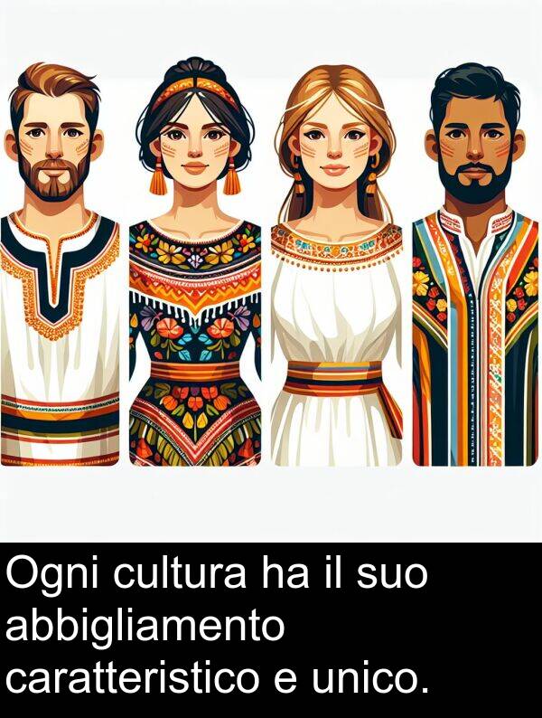 unico: Ogni cultura ha il suo abbigliamento caratteristico e unico.
