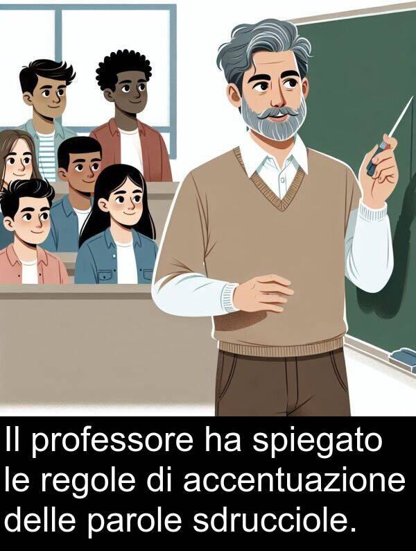 accentuazione: Il professore ha spiegato le regole di accentuazione delle parole sdrucciole.