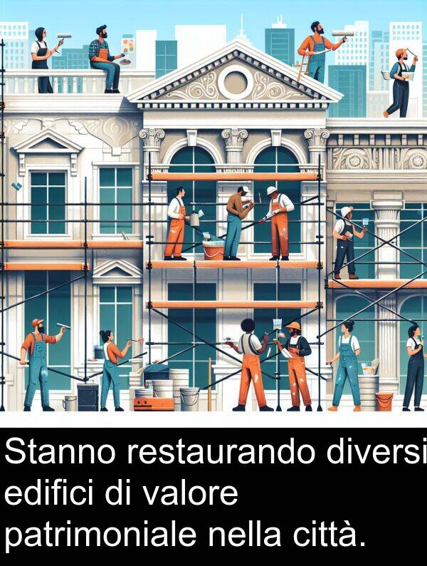 restaurando: Stanno restaurando diversi edifici di valore patrimoniale nella città.