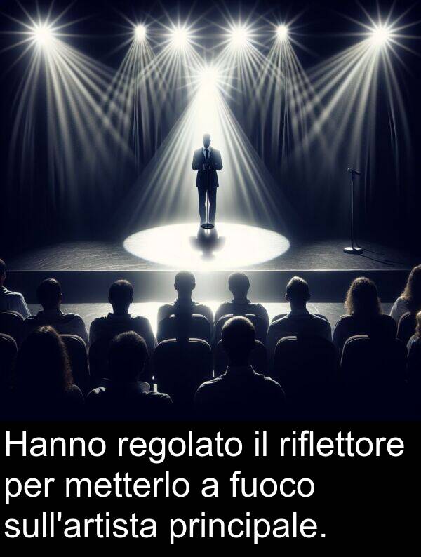 metterlo: Hanno regolato il riflettore per metterlo a fuoco sull'artista principale.