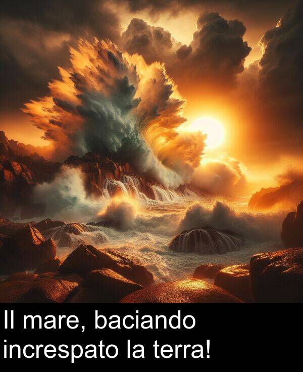 baciando: Il mare, baciando increspato la terra!