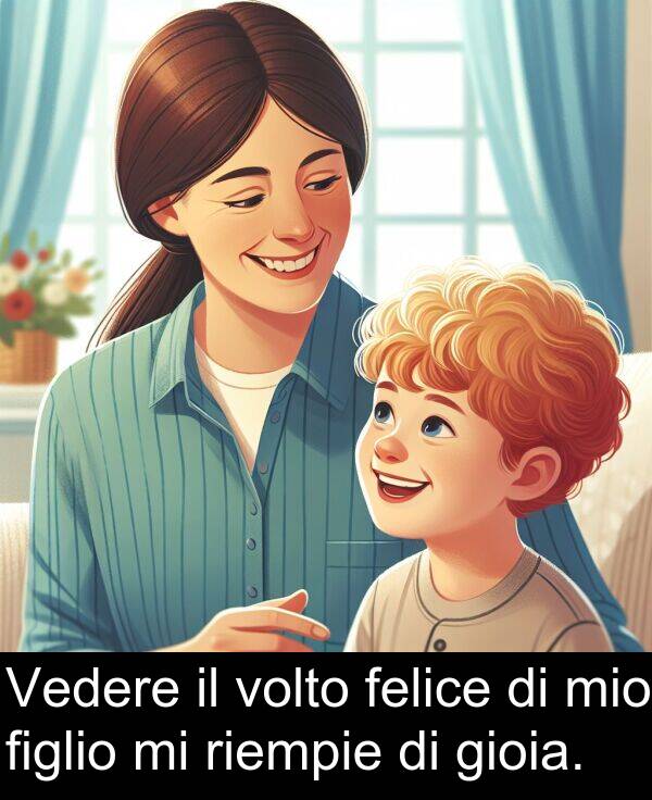 figlio: Vedere il volto felice di mio figlio mi riempie di gioia.