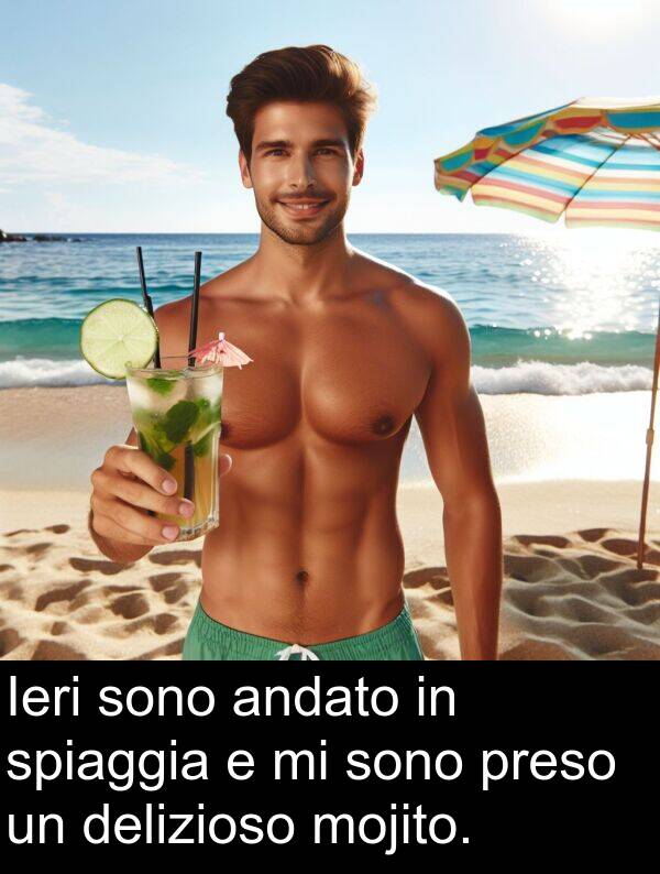 spiaggia: Ieri sono andato in spiaggia e mi sono preso un delizioso mojito.