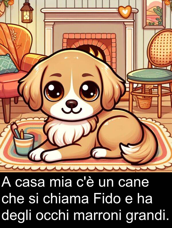 degli: A casa mia c'è un cane che si chiama Fido e ha degli occhi marroni grandi.