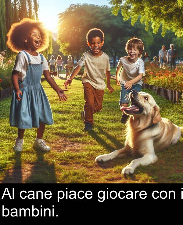 cane: Al cane piace giocare con i bambini.