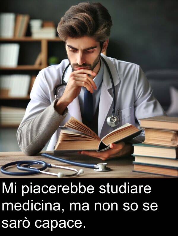 sarò: Mi piacerebbe studiare medicina, ma non so se sarò capace.
