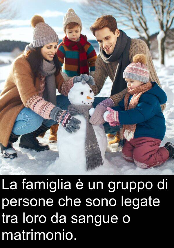 sangue: La famiglia è un gruppo di persone che sono legate tra loro da sangue o matrimonio.