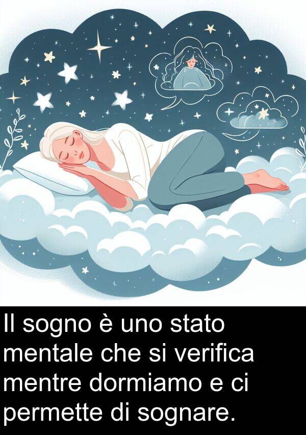 dormiamo: Il sogno è uno stato mentale che si verifica mentre dormiamo e ci permette di sognare.