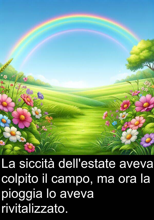 colpito: La siccità dell'estate aveva colpito il campo, ma ora la pioggia lo aveva rivitalizzato.