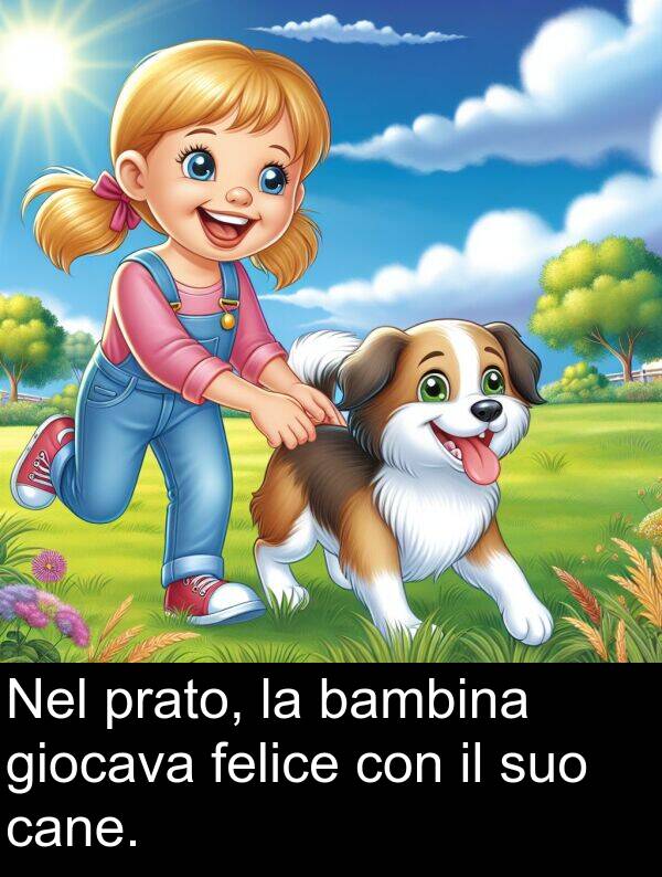 cane: Nel prato, la bambina giocava felice con il suo cane.