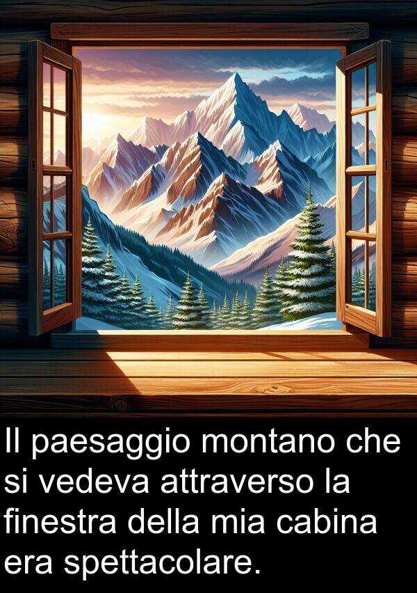cabina: Il paesaggio montano che si vedeva attraverso la finestra della mia cabina era spettacolare.