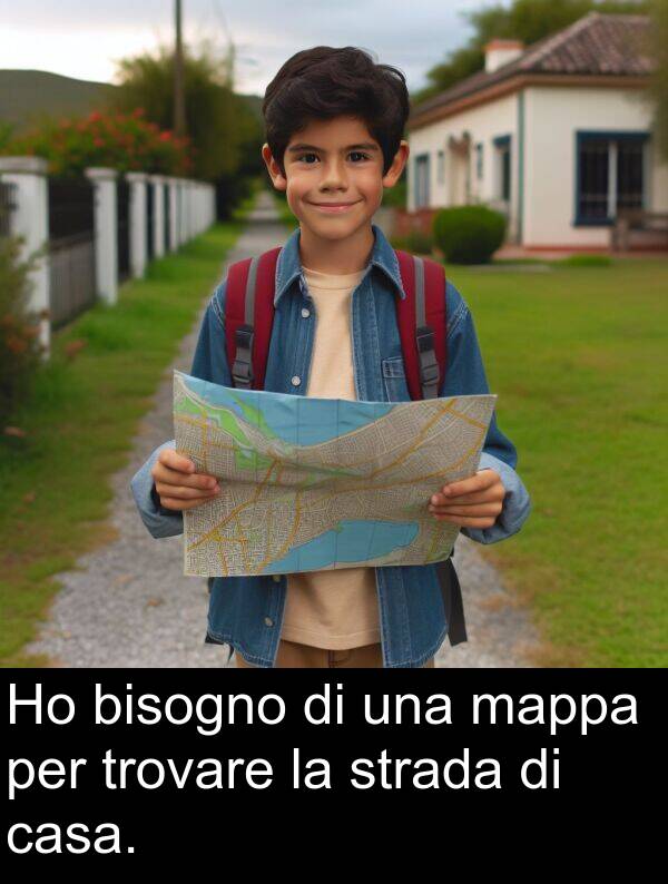 strada: Ho bisogno di una mappa per trovare la strada di casa.