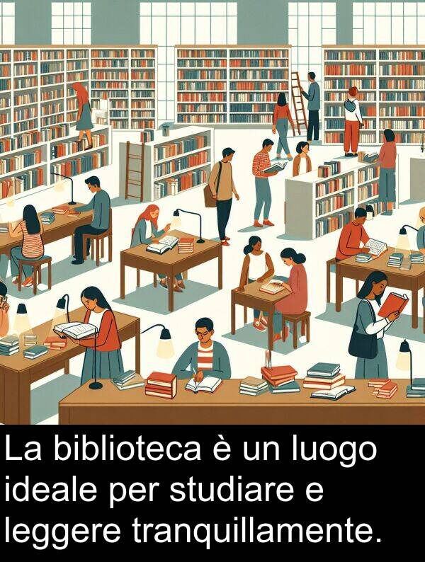 tranquillamente: La biblioteca è un luogo ideale per studiare e leggere tranquillamente.