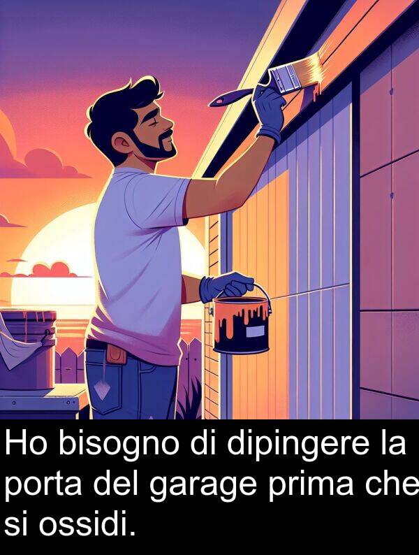 ossidi: Ho bisogno di dipingere la porta del garage prima che si ossidi.