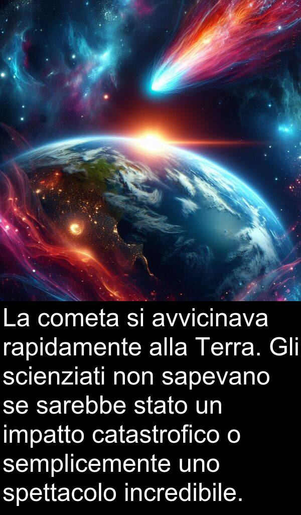 rapidamente: La cometa si avvicinava rapidamente alla Terra. Gli scienziati non sapevano se sarebbe stato un impatto catastrofico o semplicemente uno spettacolo incredibile.