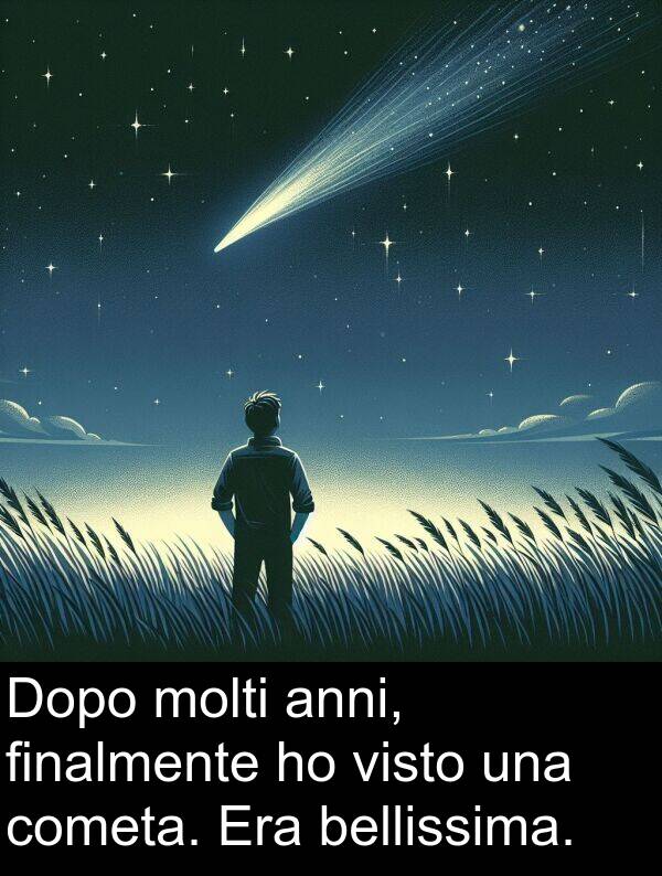 bellissima: Dopo molti anni, finalmente ho visto una cometa. Era bellissima.