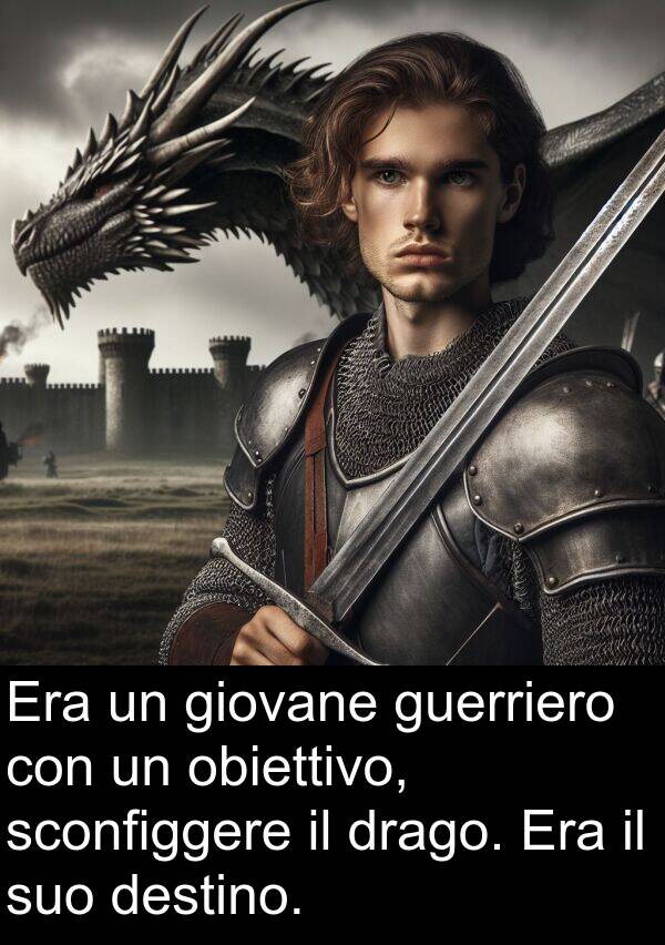 sconfiggere: Era un giovane guerriero con un obiettivo, sconfiggere il drago. Era il suo destino.