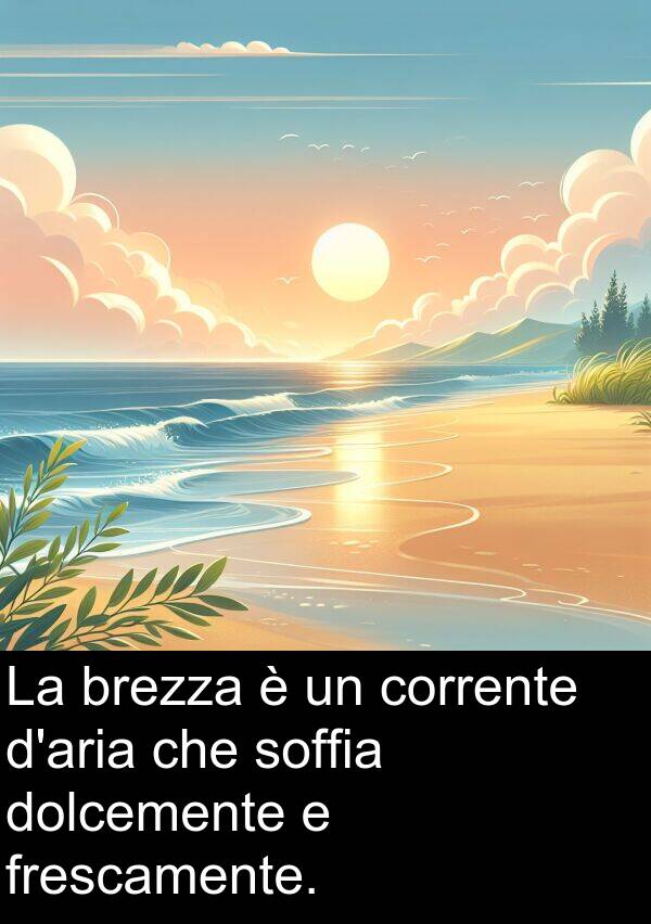 corrente: La brezza è un corrente d'aria che soffia dolcemente e frescamente.